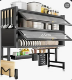 Escurridor de Platos Doble Tapa 65 cm — 2 Niveles + Portacubiertos