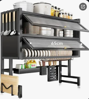 Escurridor de Platos Doble Tapa 65 cm — 2 Niveles + Portacubiertos