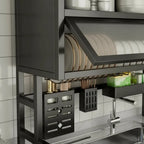 Escurridor de Platos Doble Tapa 65 cm — 2 Niveles + Portacubiertos