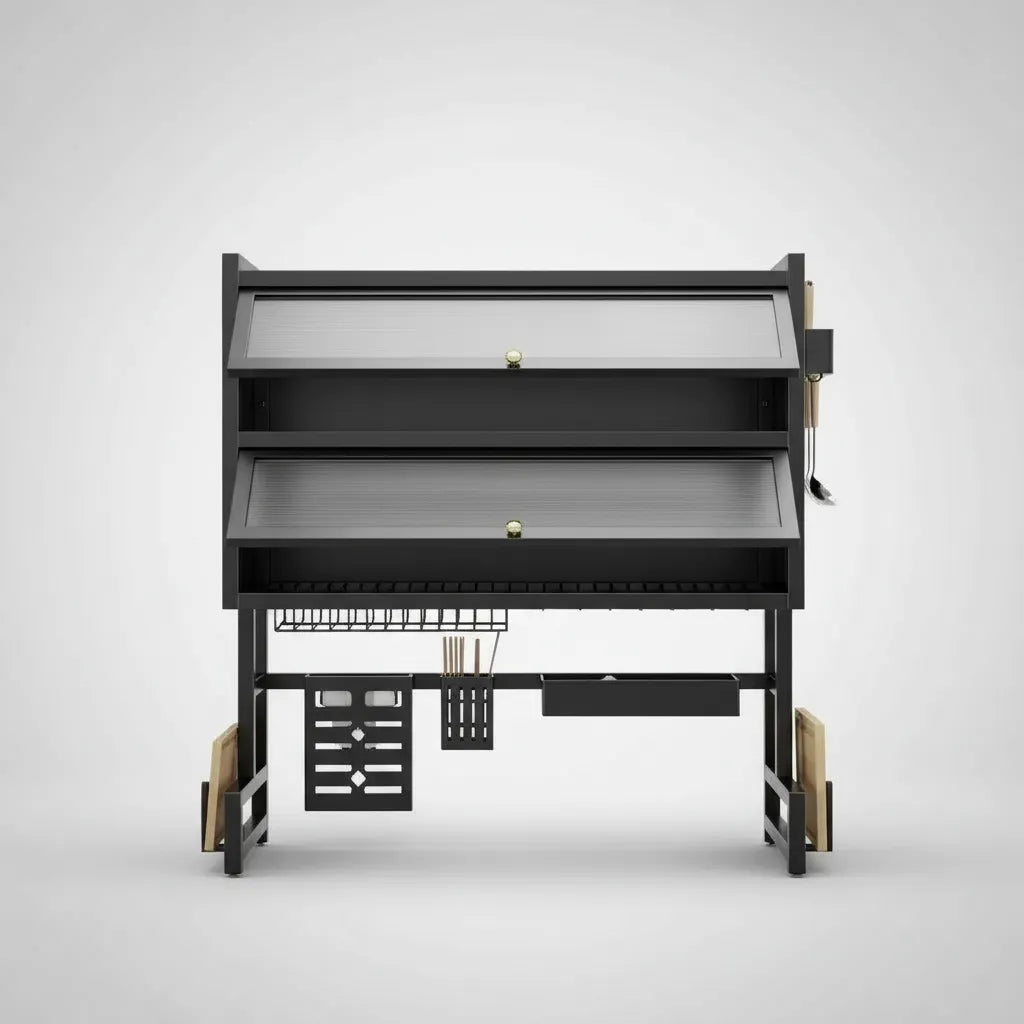 Escurridor de Platos Doble Tapa 65 cm — 2 Niveles + Portacubiertos