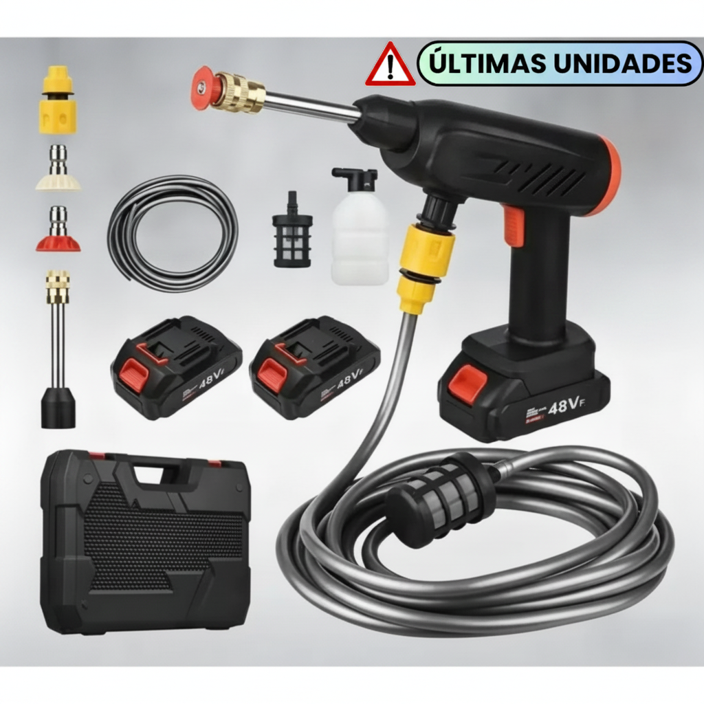 Hidrolavadora Recargable 48V + Accesorios Completos y Maletín