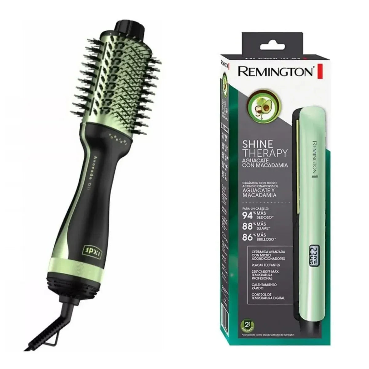 Combo Plancha + Cepillo Alisador Aguacate SD06 — Cabello Liso Sin Frizz