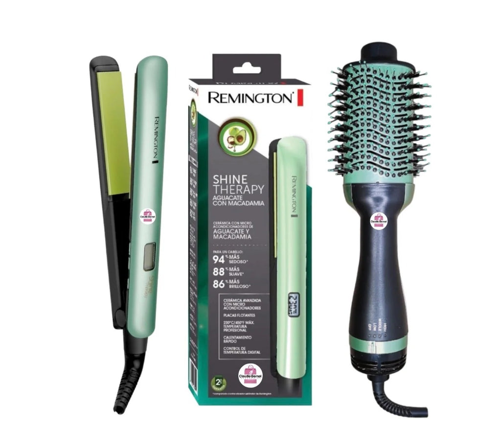 Combo Plancha + Cepillo Alisador Aguacate SD06 — Cabello Liso Sin Frizz