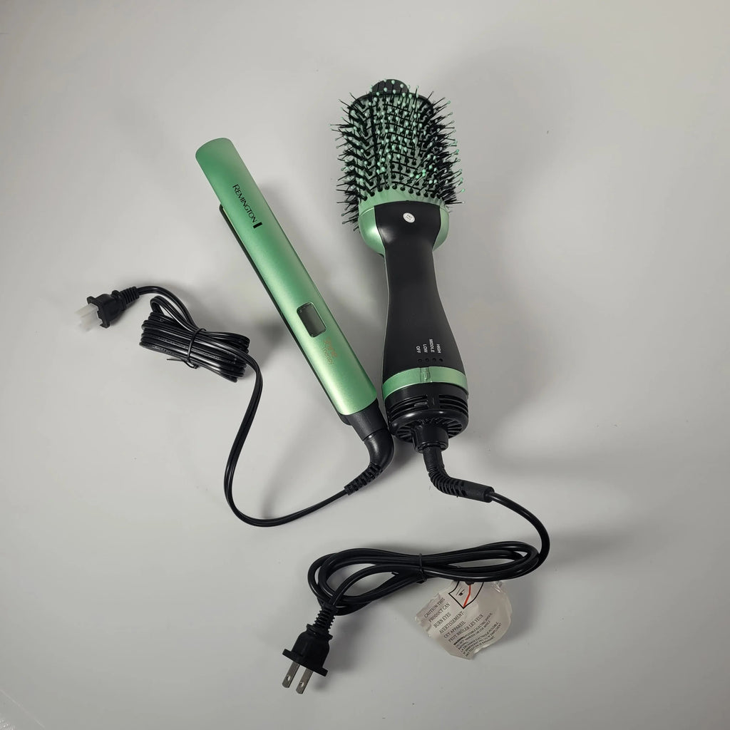 Combo Plancha + Cepillo Alisador Aguacate SD06 — Cabello Liso Sin Frizz