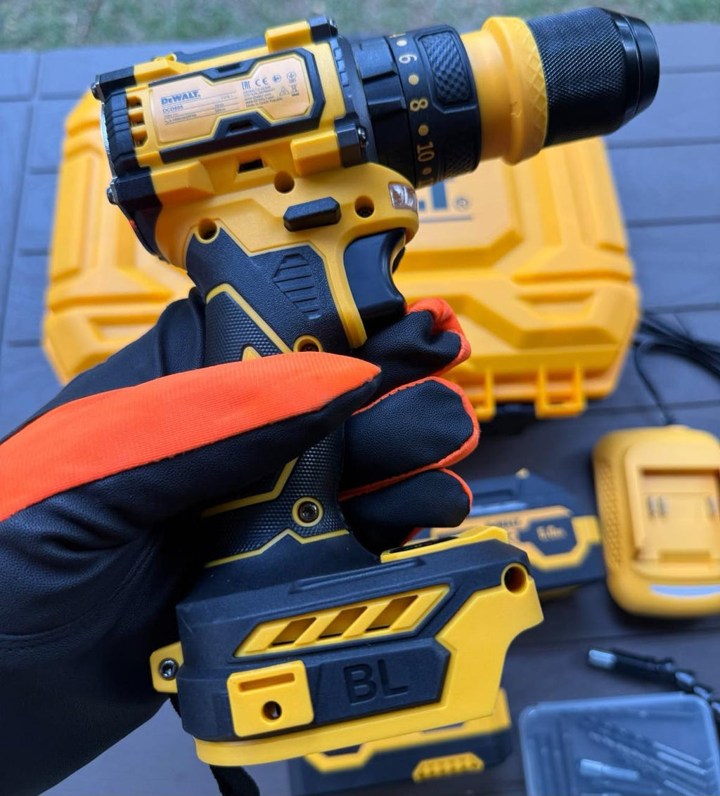 Taladro 128V DEWALT Brushless + Kit Copas y Maletín