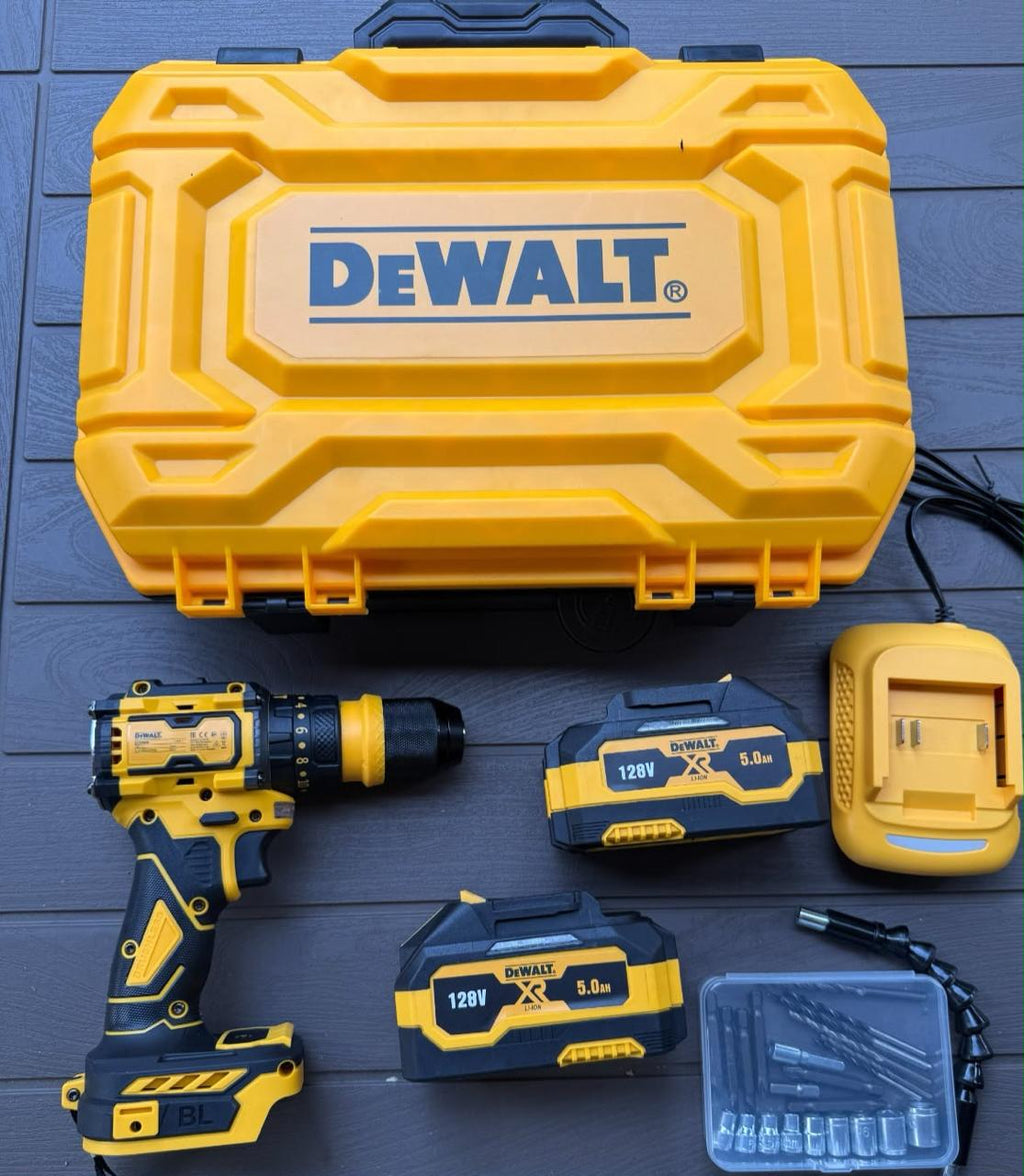 Taladro 128V DEWALT Brushless + Kit Copas y Maletín